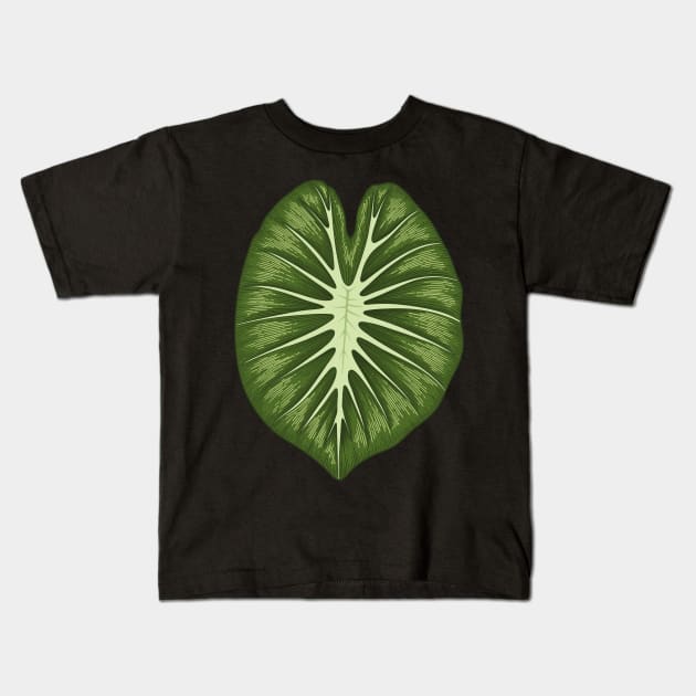 Colocasia white lava big leaf Kids T-Shirt by gronly